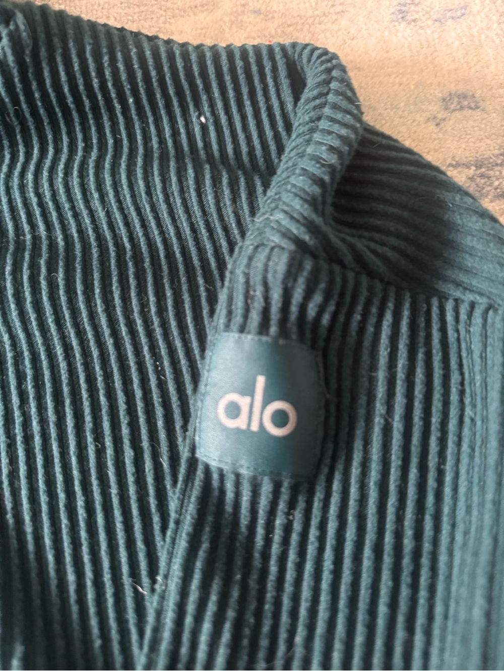 ALO Yoga Ribbed Cropped Hoodie in Teal Green - Picture 2 of 2